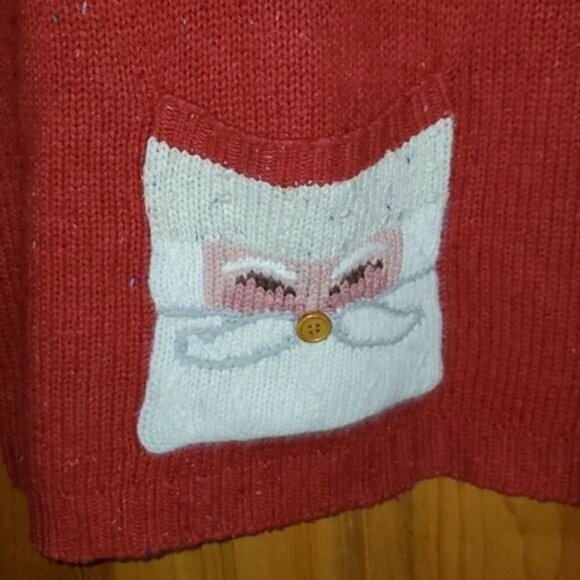 Square One Outfitters Wool Hand Embroidered Accents & Santa Sz M Sweater Pocket - Picture 4 of 10